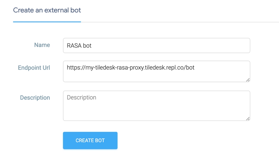 Create new external chabot